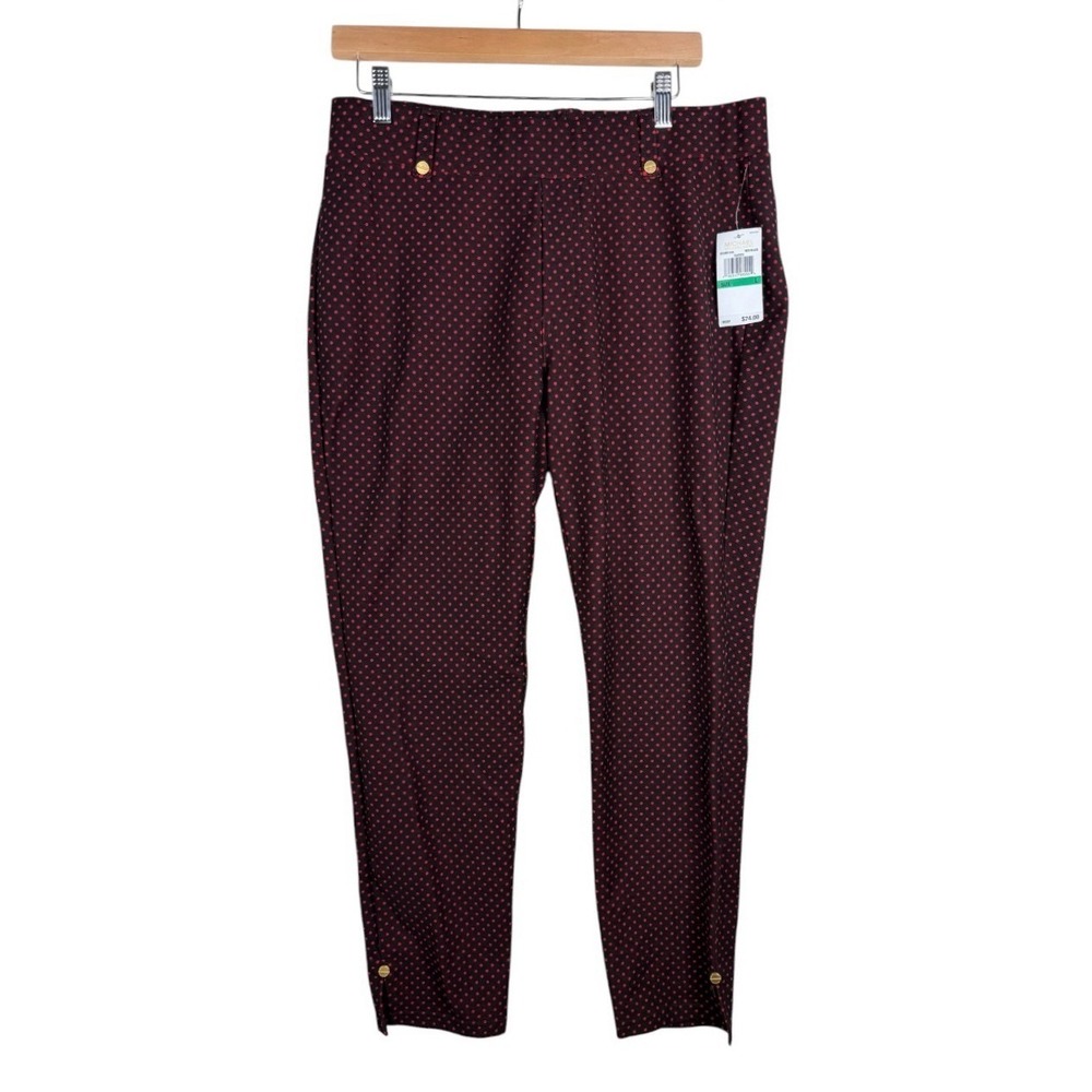 NWT Michael Kors Womens Red Blaze Polka Dot Ankle Pants Size Large Slim
